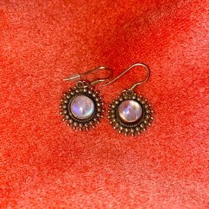 925 sterling silver natural opal birthstone earrings